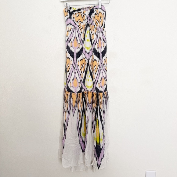 Free People Mojave Aztec Strapless Tie Smocked Open Back Maxi Dress - Picture 3 of 11